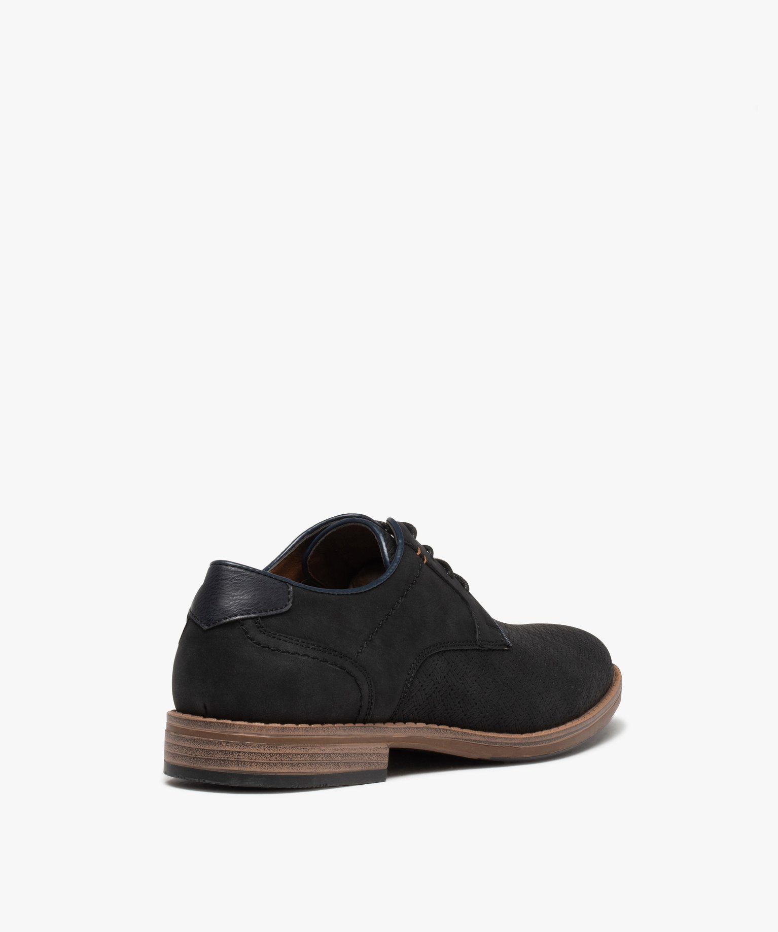 Derbies homme unis à lacets et à motif en relief noir | GEMO
