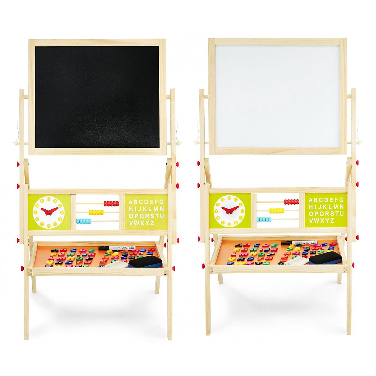 Whiteboard und Kreidetafel mit Buchstaben, Kreide abwischbar