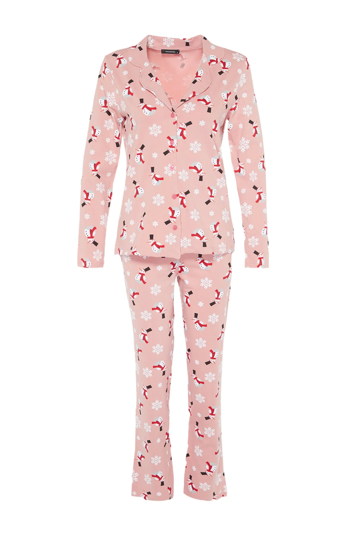 Trendyol Collection  Mehrfarbiges, gemustertes Strickpyjama-Set aus 100 % Baumwolle THMAW21PT0775