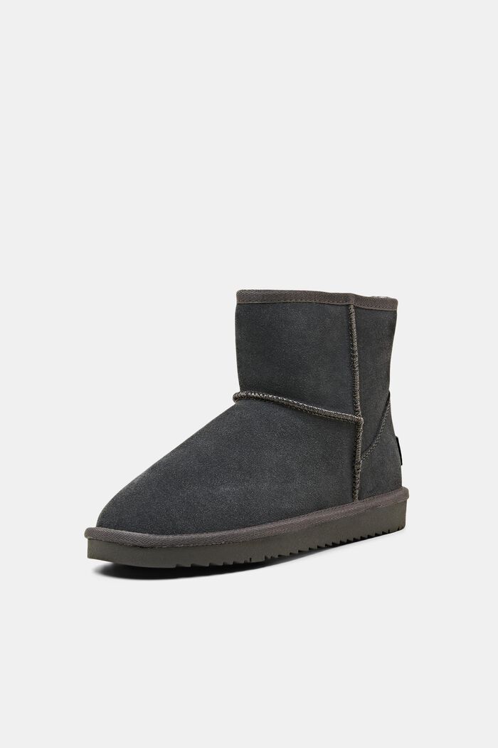 Veloursleder-Boots mit Kunstfellfutter