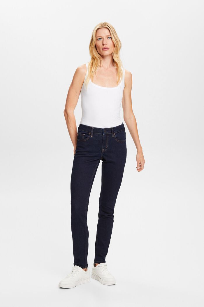 Recycled: schmale Stretchjeans mit hohem Bund