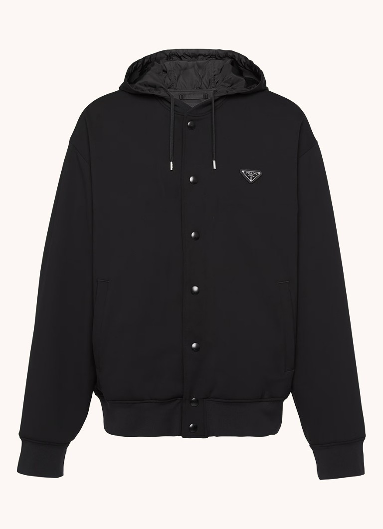 Prada prevelika bomber jakna s kapuljačom i bočnim džepovima