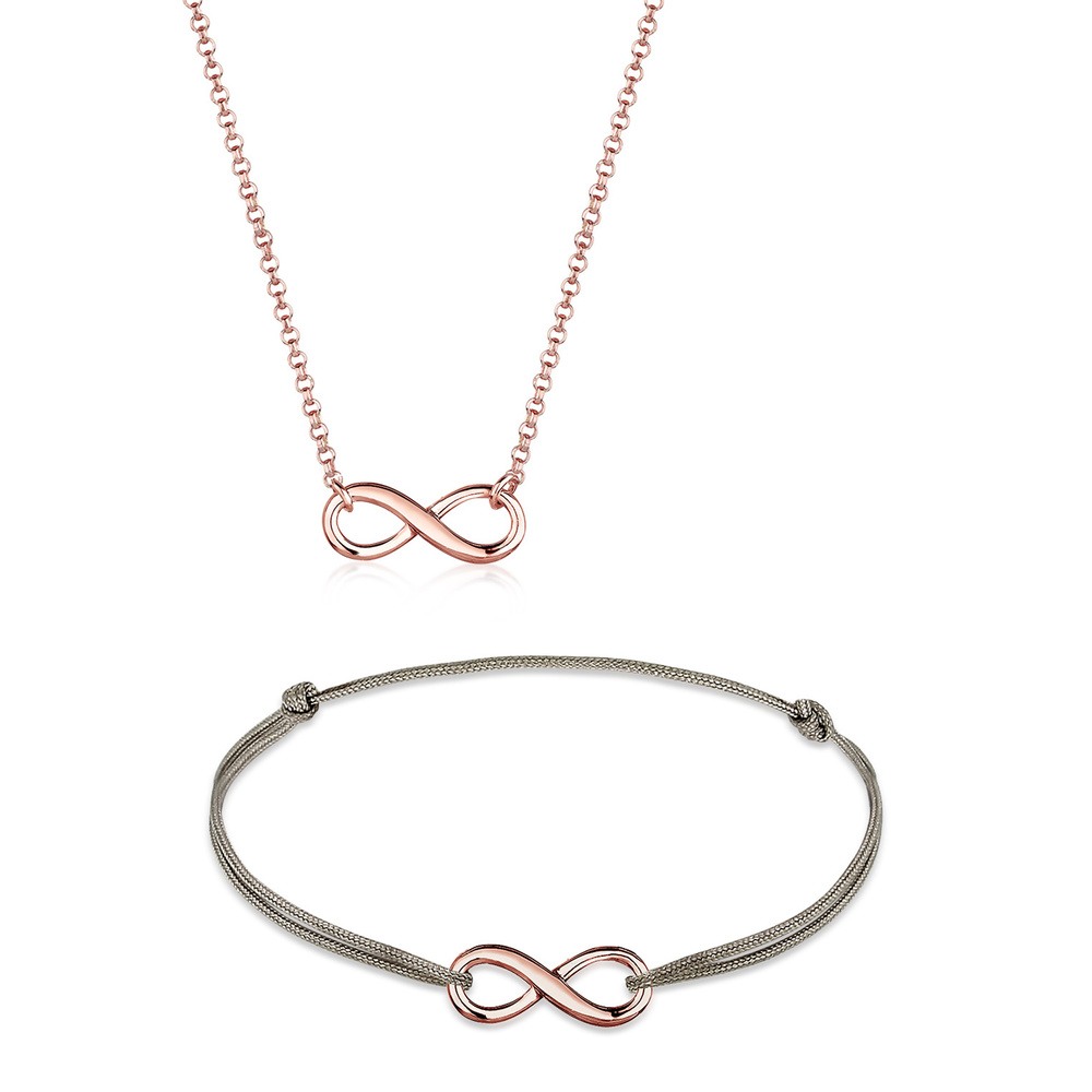 Elli Elli Ensemble de Bijoux Infinity Unendlich Verbunden 925 Sterling Silber Bijoux