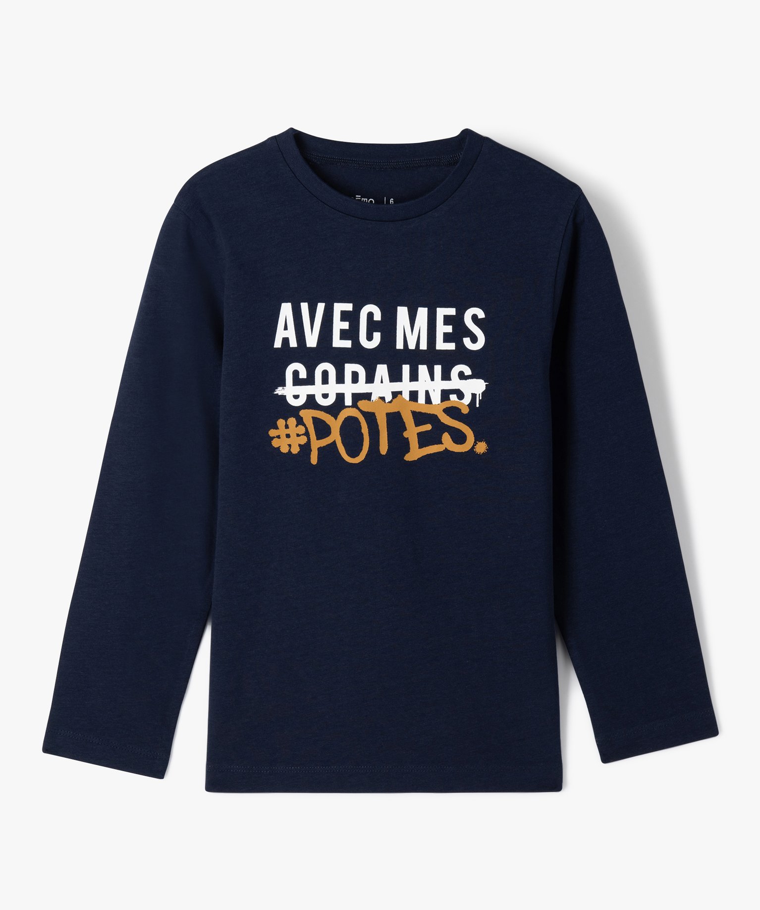 Tee-shirt à manches longues avec inscription Garçon marine | GEMO