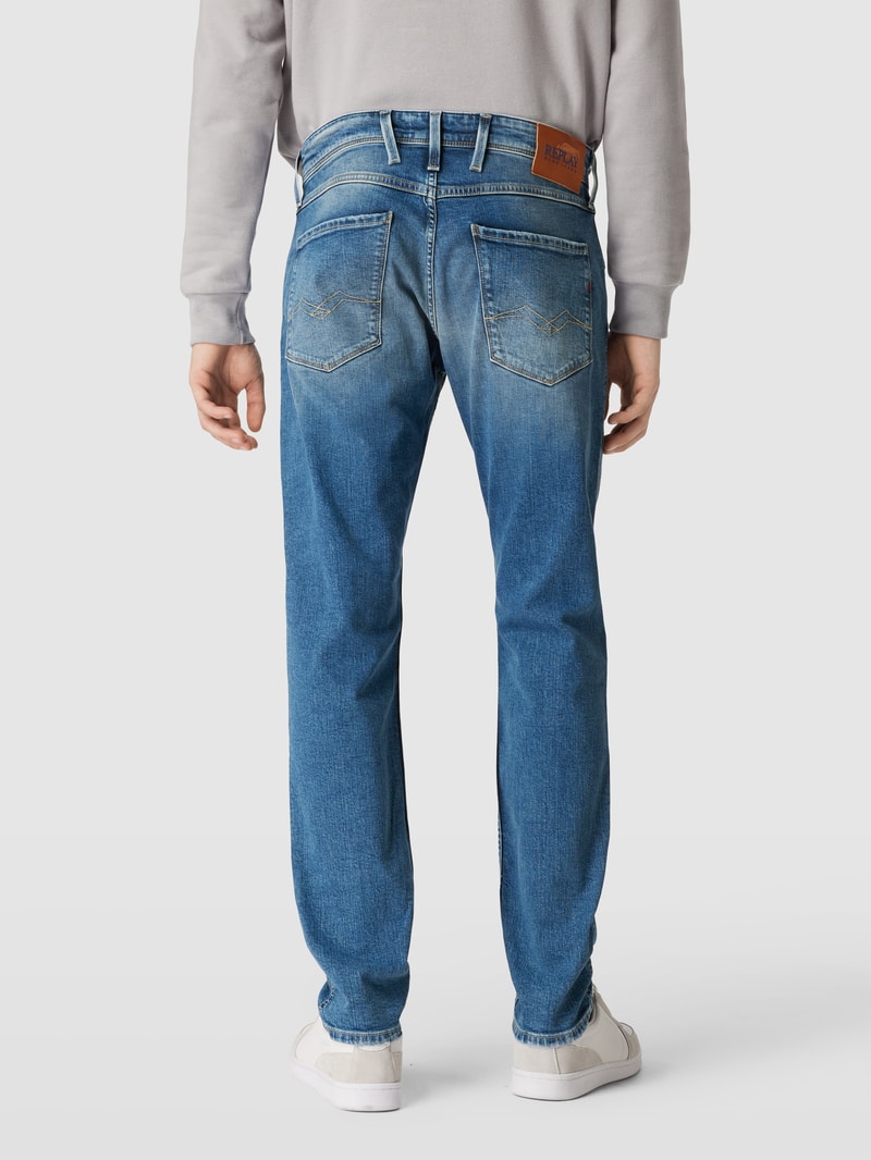 Slim Fit Jeans im Destroyed-Look Modell 'ANBASS' in blau