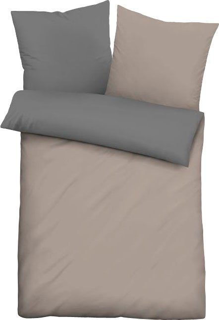Wendebettwäsche Alma in Gr. 135x200, 155x220 oder 200x200 cm, Biberna, Linon, 2 teilig, Bettwäsche aus Baumwolle, Reißverschluss, Bettwäsche mit Wendeoptik
