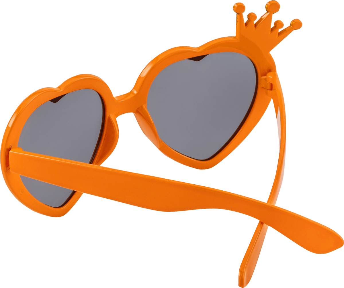 Orangene Party-Sonnenbrille in Herzform mir Krönchen-Detail, 1 St