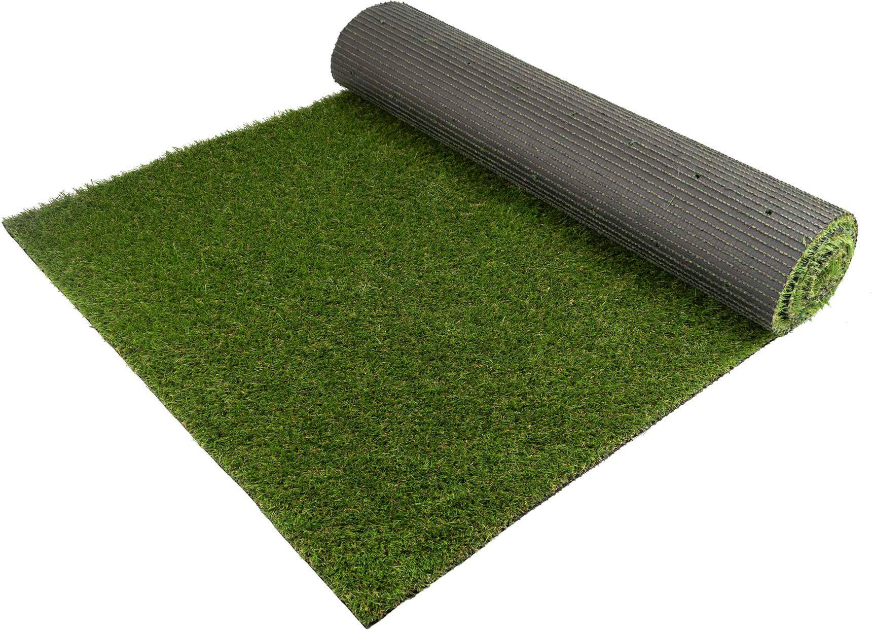 Kunstrasen WOODLAND, Primaflor-Ideen in Textil, rechteckig, Höhe: 29 mm, realistische Optik, mit Noppen, ideal für Balkon & Terrasse