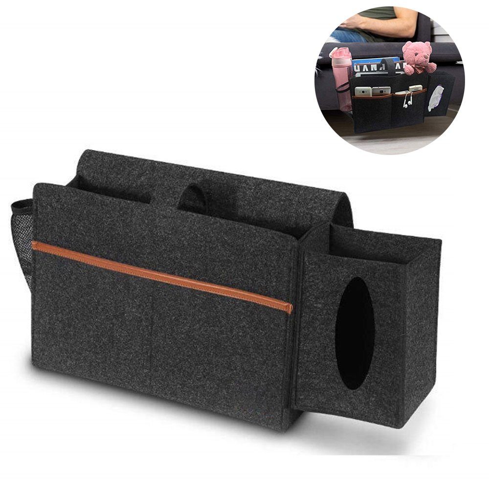 Lubgitsr Betttasche Bett Organizer, Filz Betttasche Anti-Rutsch Nachttisch Tasche (1-tlg)