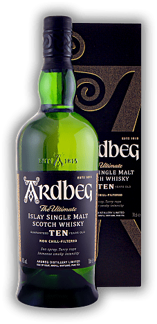 Ardbeg TEN Ardbeg TEN Rauchig, salzig, jodhaltig und etwas schwerer. Alter 10 J. - 0,7	 Liter - Vol 46%