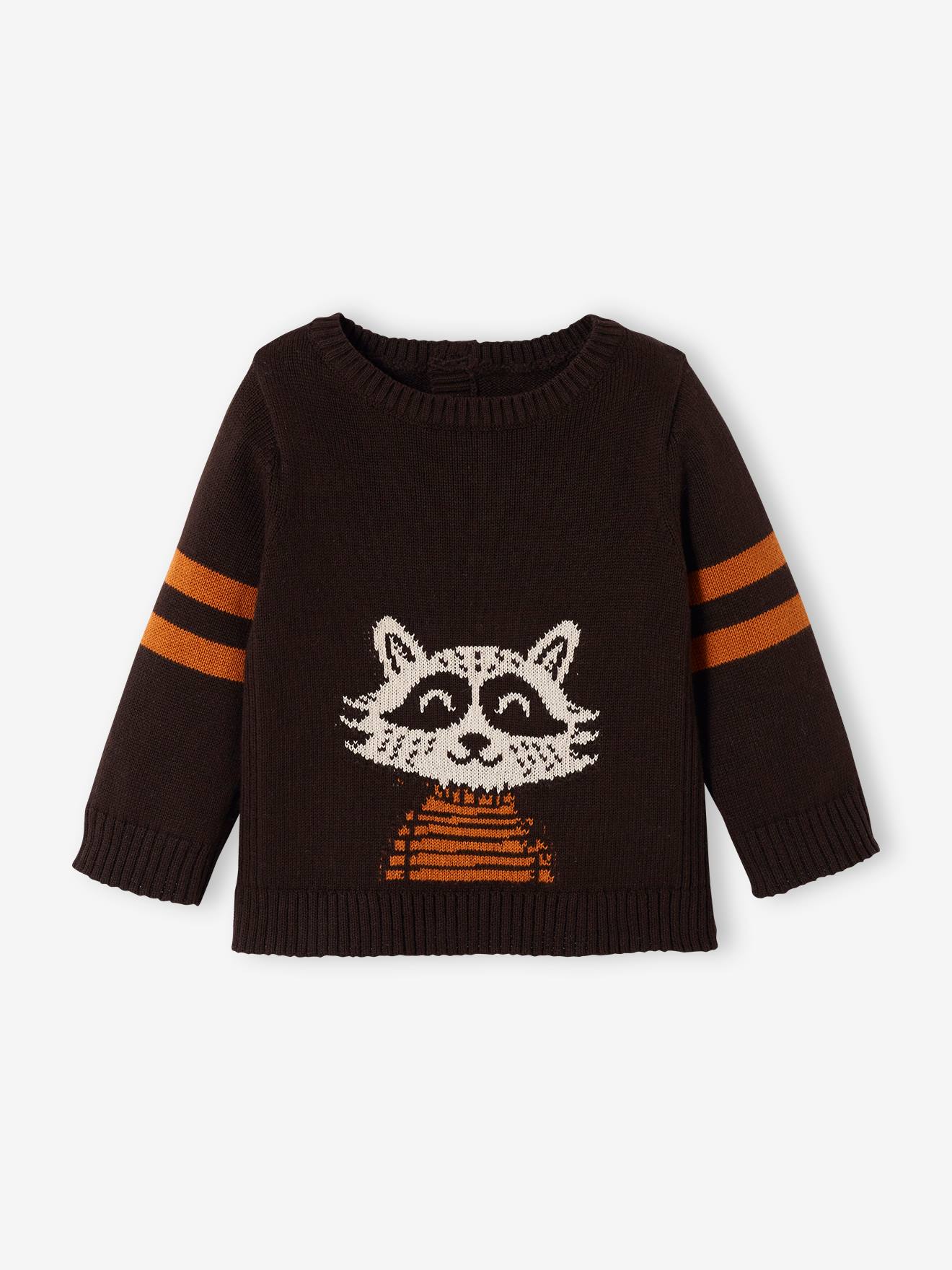 Vertbaudet Baby Strickpullover mit Waschbär - braun