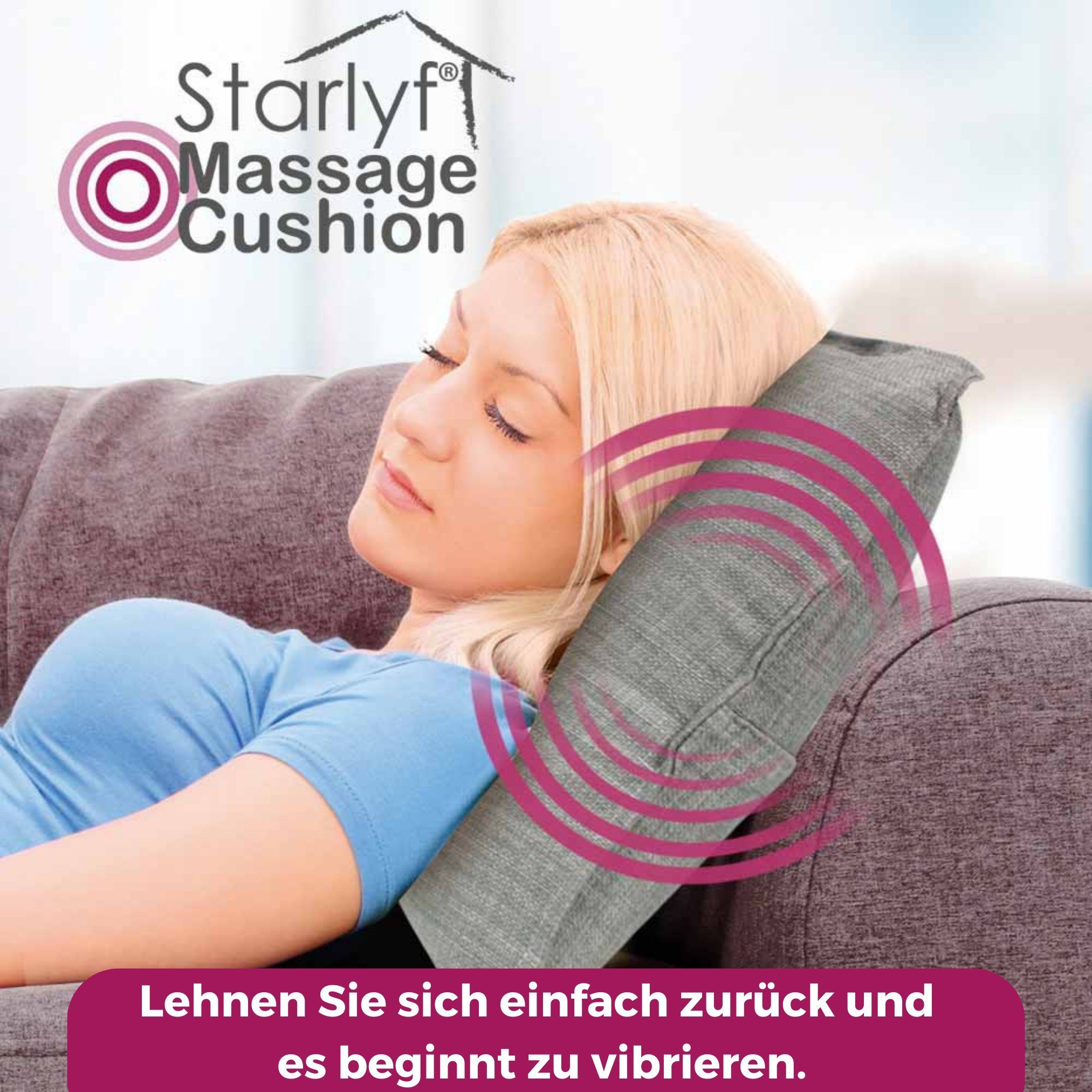Starlyf Massagekissen Massage Cushion, 1-tlg., Massage Kissen mit Vibrationstechnik, 37x37 cm, grau