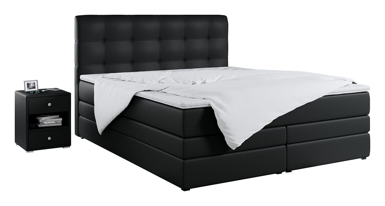 MKS MÖBEL Boxspringbett ERNI KING, Polsterbett mit Bettkasten und Zwei Matratzen - Stauraumbett