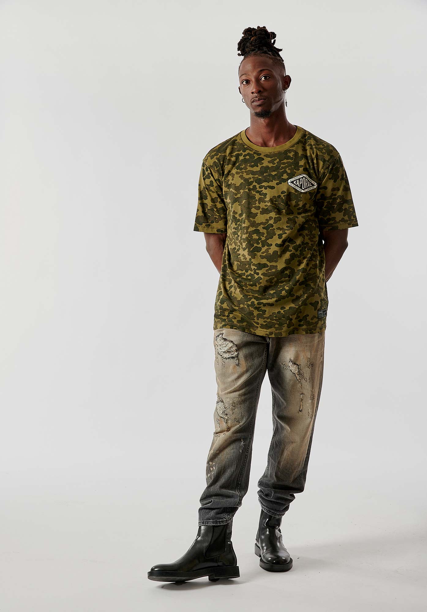 RAMON  T-shirt kaki camouflage Homme 100% coton