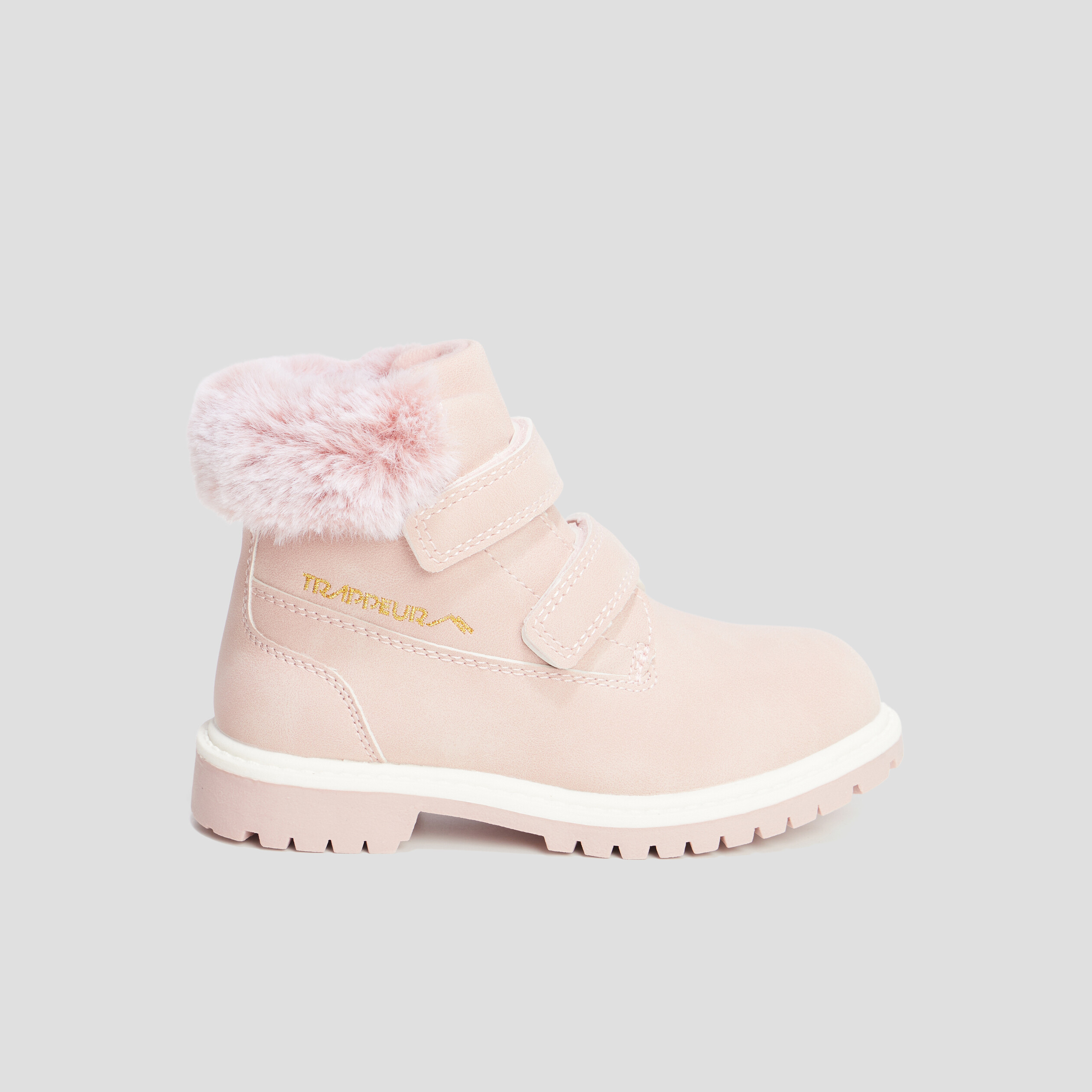 Bottines à scratchs et fourrure Trappeur rose fille | La Halle