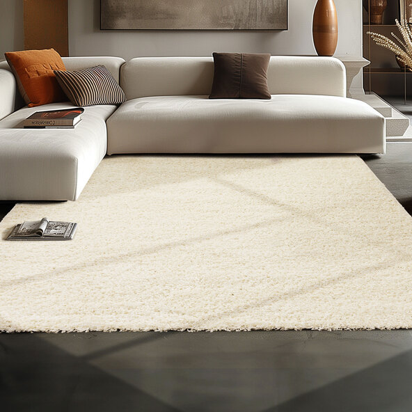 Hochflor Teppich, 120x170 cm, creme