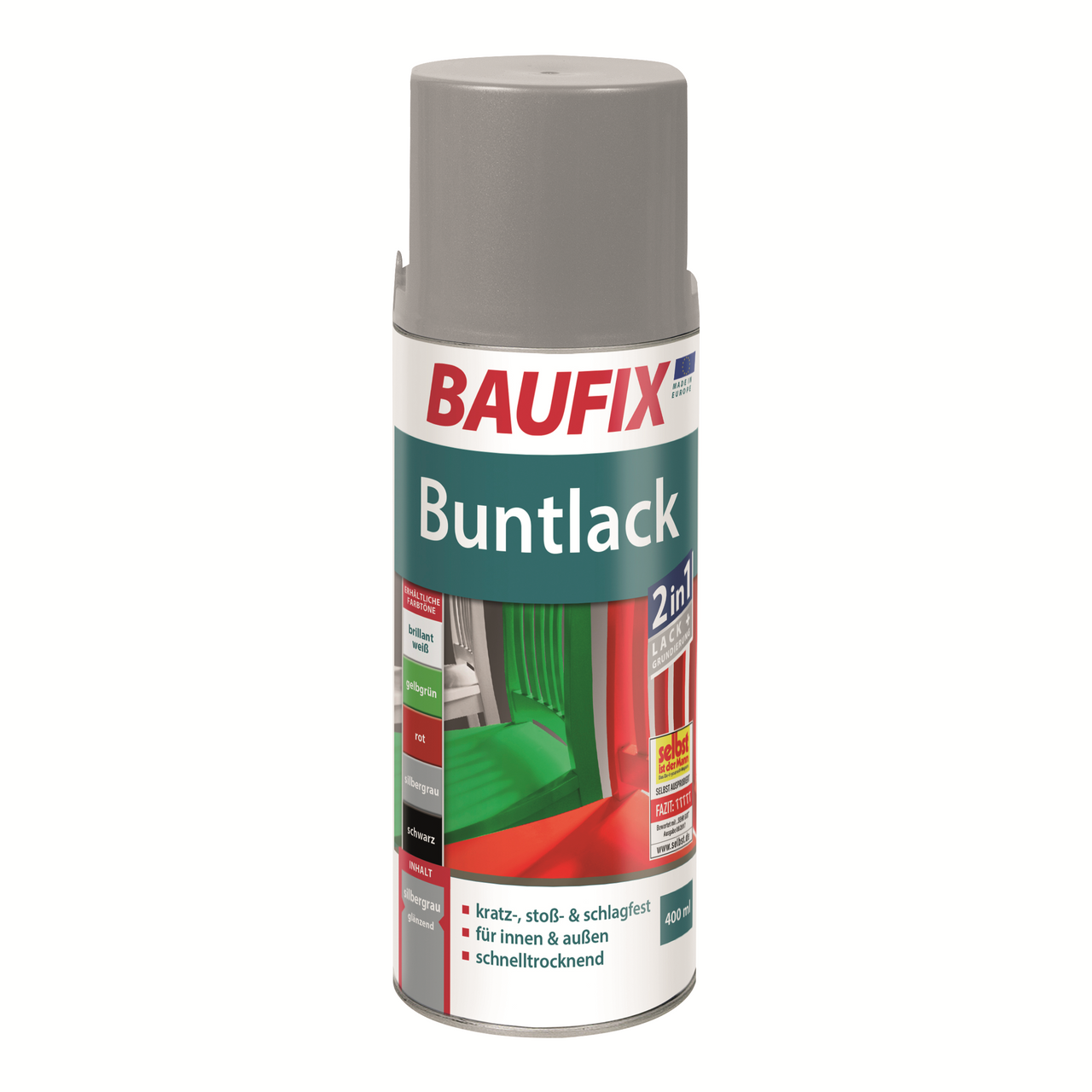 Baufix Buntlack 600ml silbergrau 6er-Set