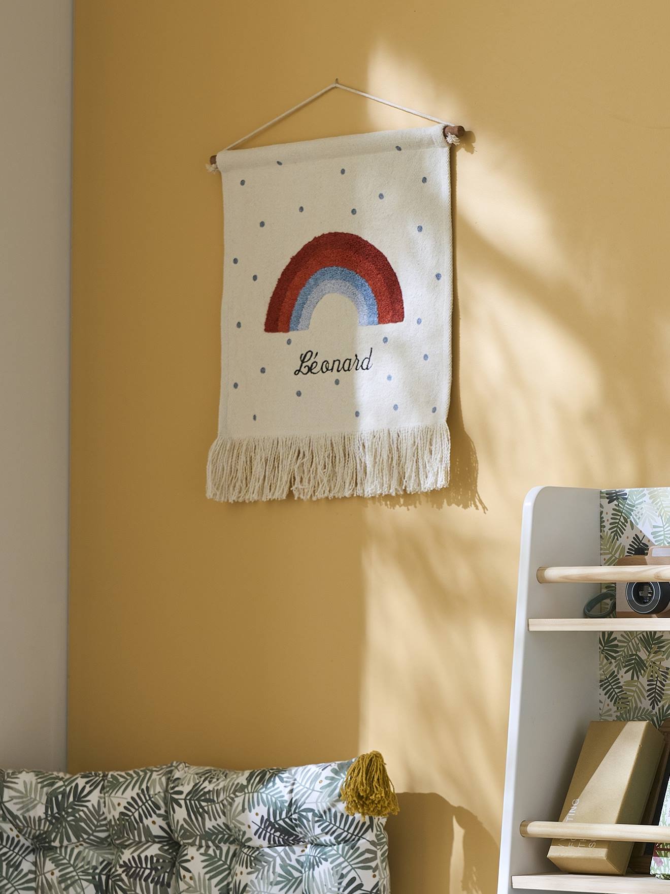 Vertbaudet Kinderzimmer Regenbogen-Wandbehang, personalisierbar - weiß/blau