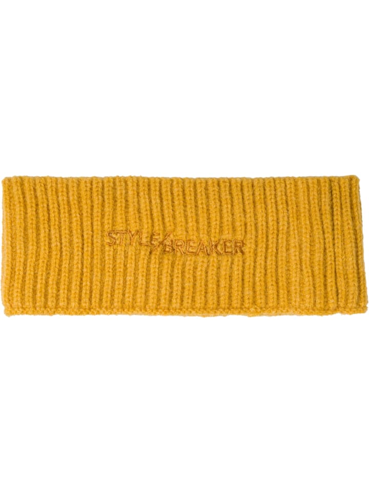 styleBREAKER Strick Stirnband mit Logo in Curry günstig kaufen onesize