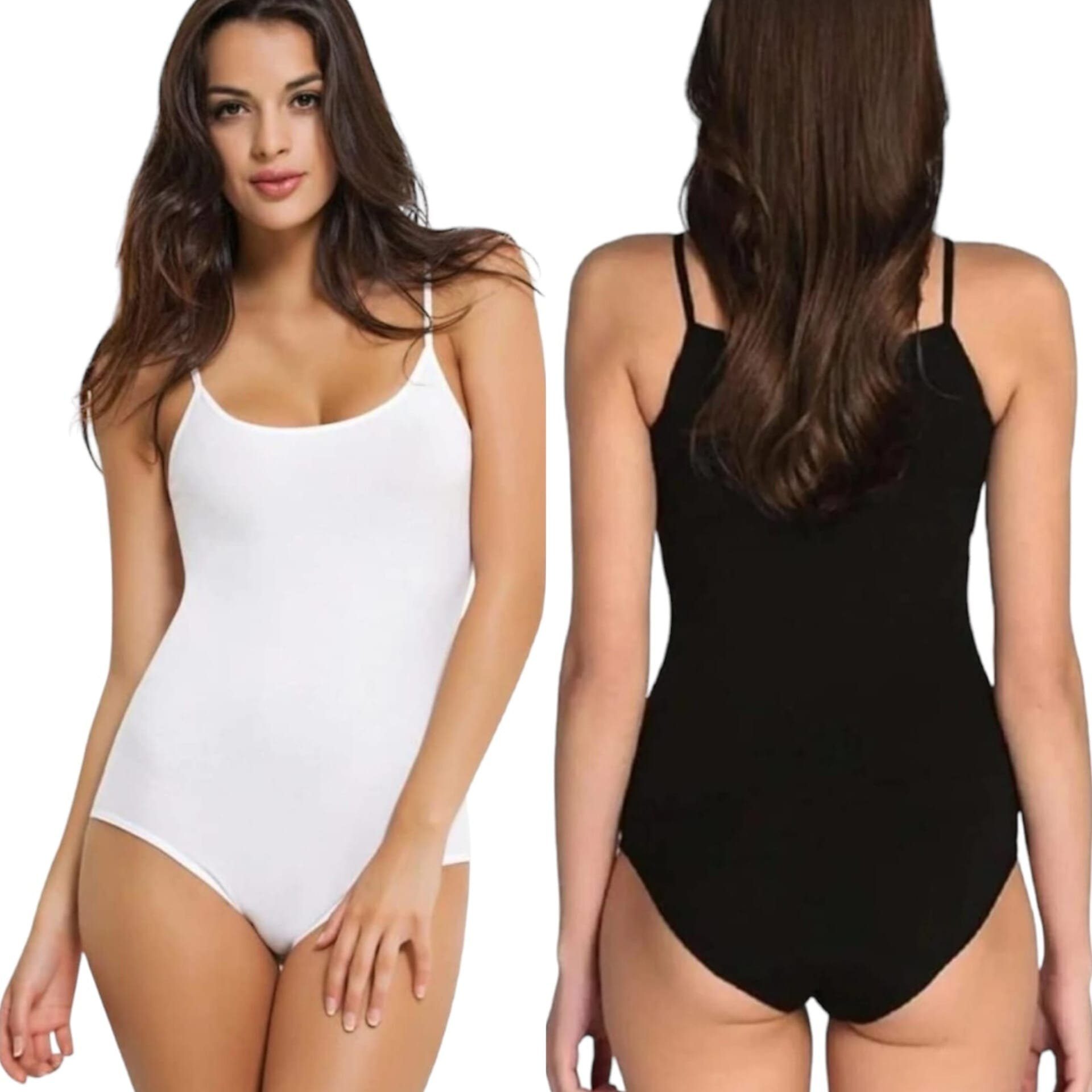 Seher/Tutku Body Damen Bodys schmale Träger 3er Pack Trägerbody Spaghettiträger (Set, 3er Pack) Hackenverschlüsse