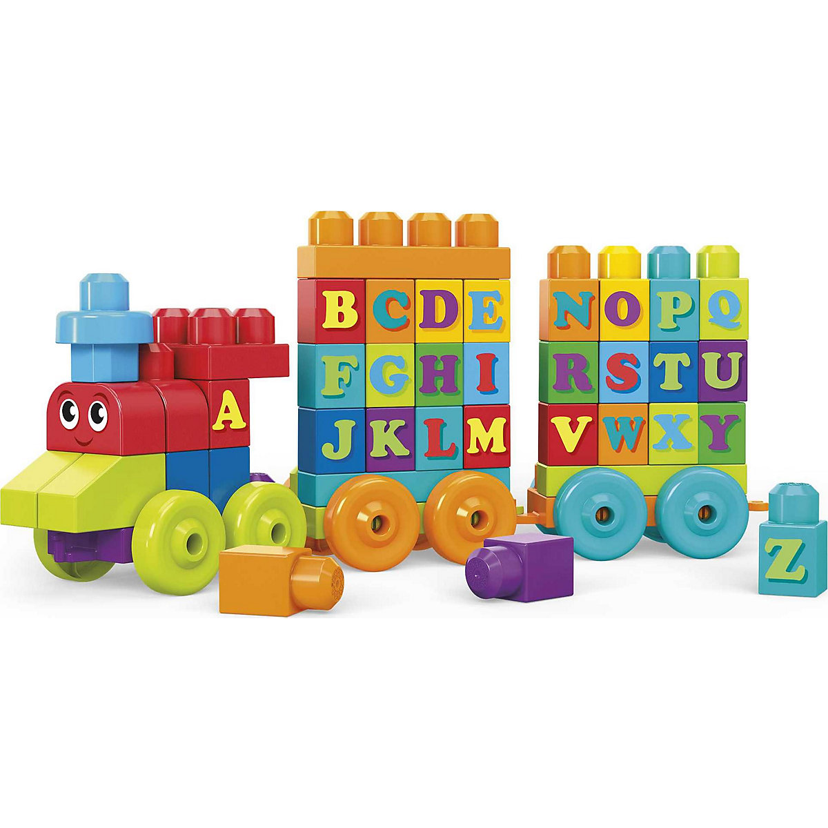 Mega Bloks ABC Lernzug (60 Teile), Steck-Bausteine, Bauklötze, Lernspielzeug