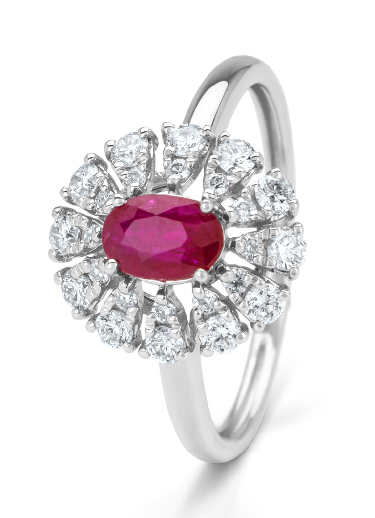 Anello Diamond Point in oro bianco, rubino da 0,63 ct, Majestic