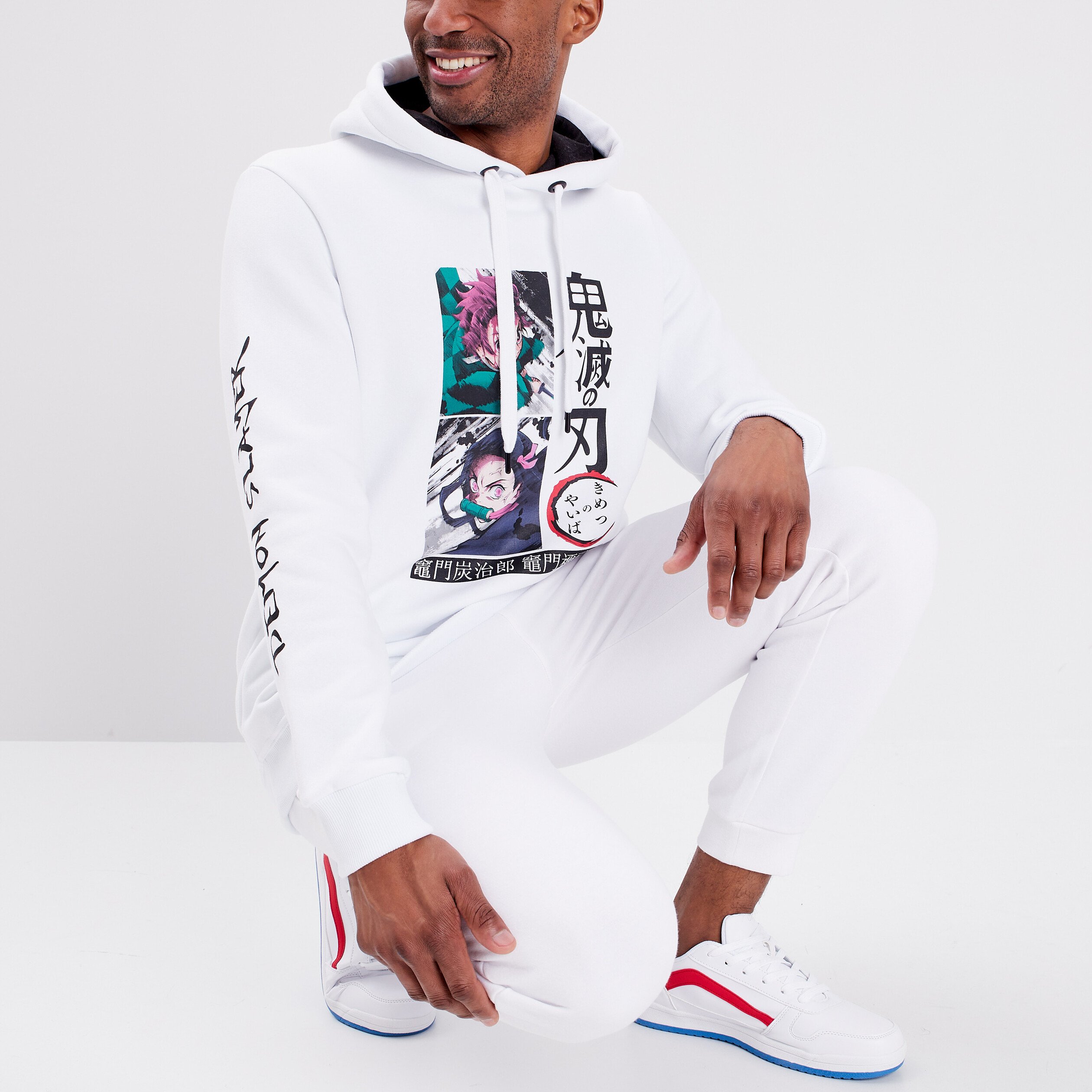 Sweat à capuche hoodie Demon Slayer blanc homme | La Halle