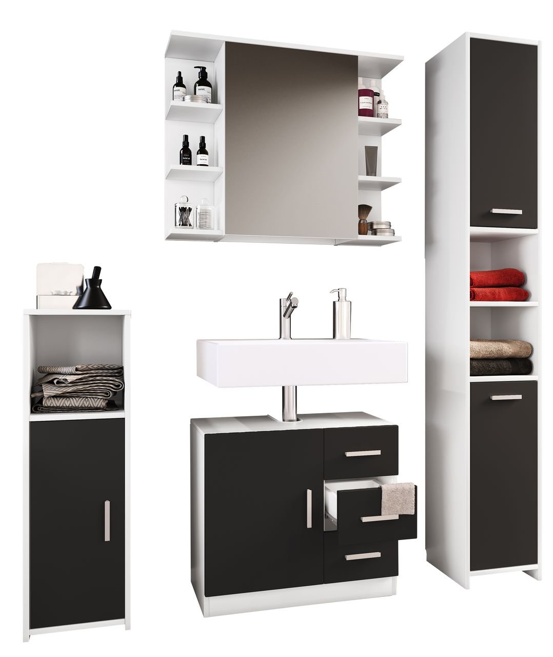 VCM 4-tlg. Badmöbelset Badezimmer Set 