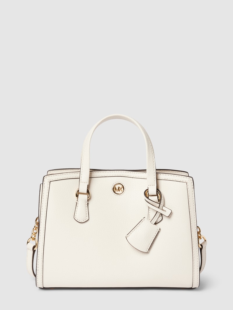 Handtasche mit Label-Applikation Modell 'CHANTAL' in ecru