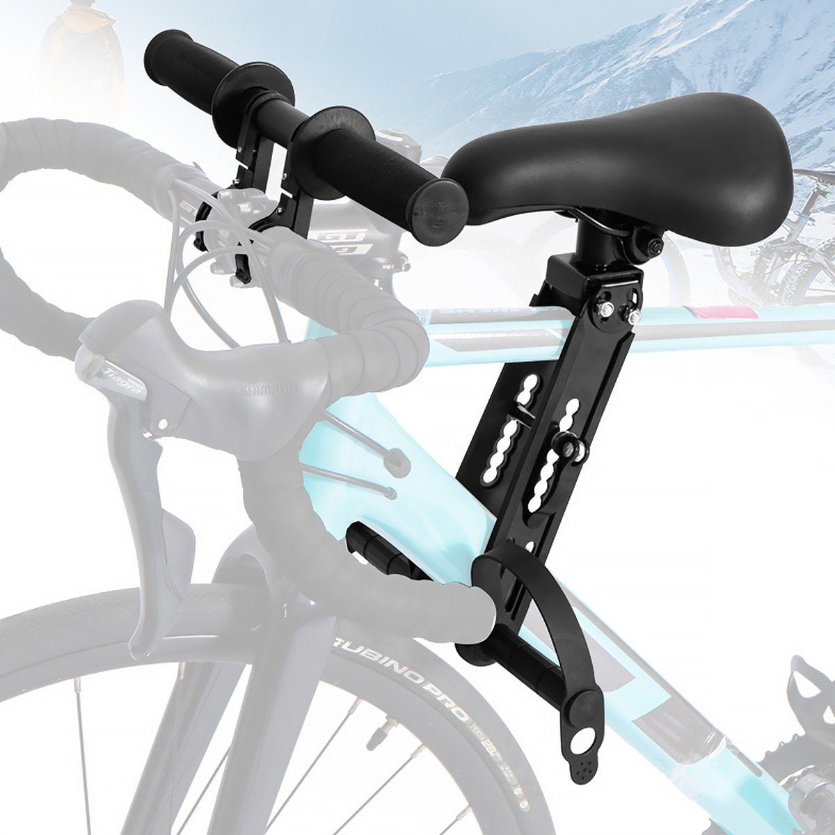 MidGard Fahrradkindersitz für Befestigen vorne am Rahmen, Kinder-Fahrradsitz mit Lenkergriffe