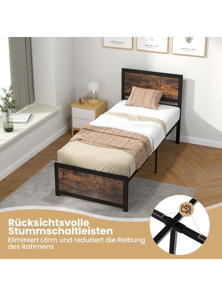 COSTWAY Bettgestell 90 x 200 cm in Braun günstig kaufen onesize