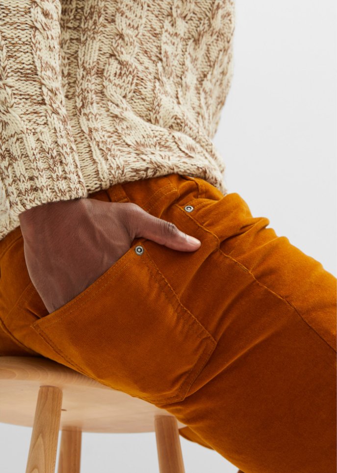 Regular Fit Cord-Thermohose, Straight