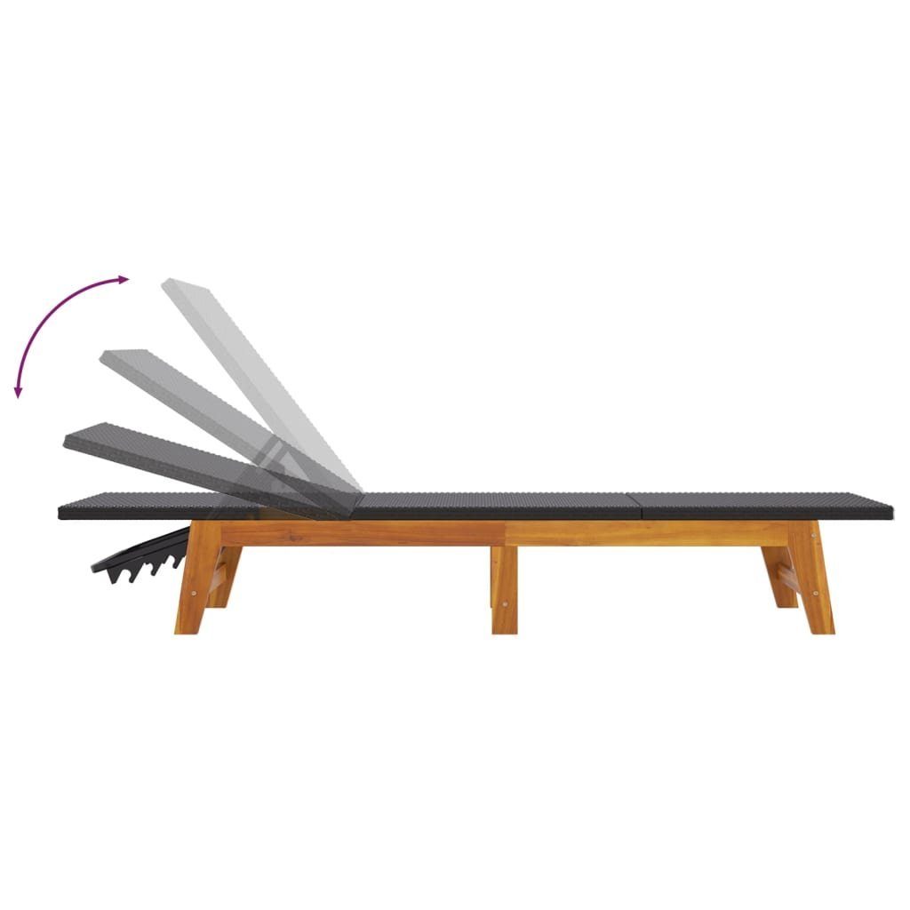 vidaXL Gartenliege Sonnenliege mit Tisch Poly Rattan und Massivholz Akazie, 1 St.