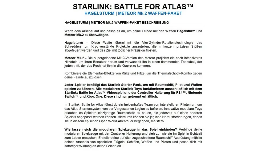 Starlink - Battle for Atlas Weapon Pack Hail Storn & Meteor MK.2