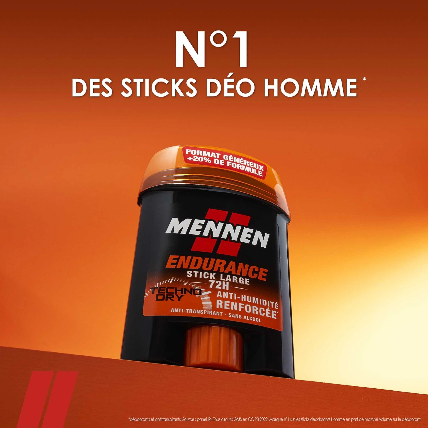 Mennen Men's 72H Deodorant Stick, Stor, Alkoholfri, Anti-Pletter