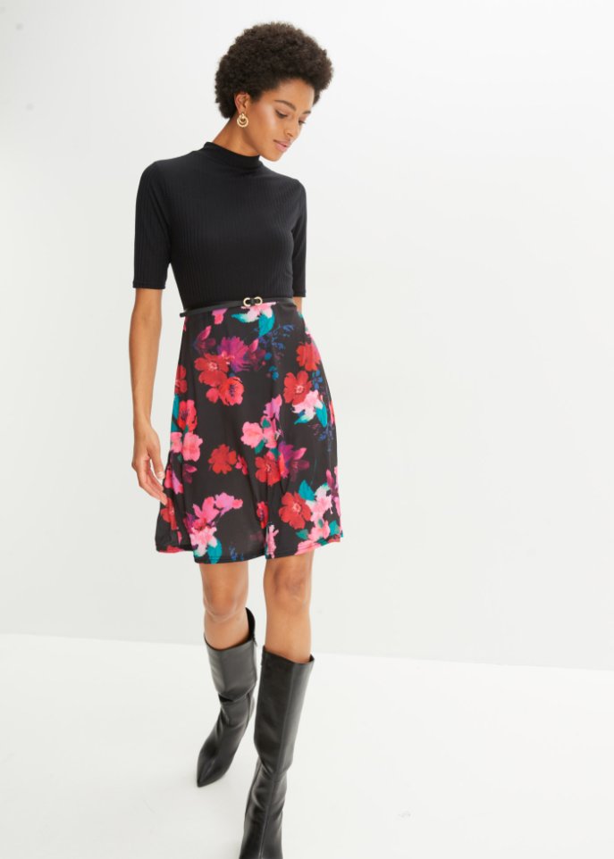 Jerseykleid mit Rollkragen