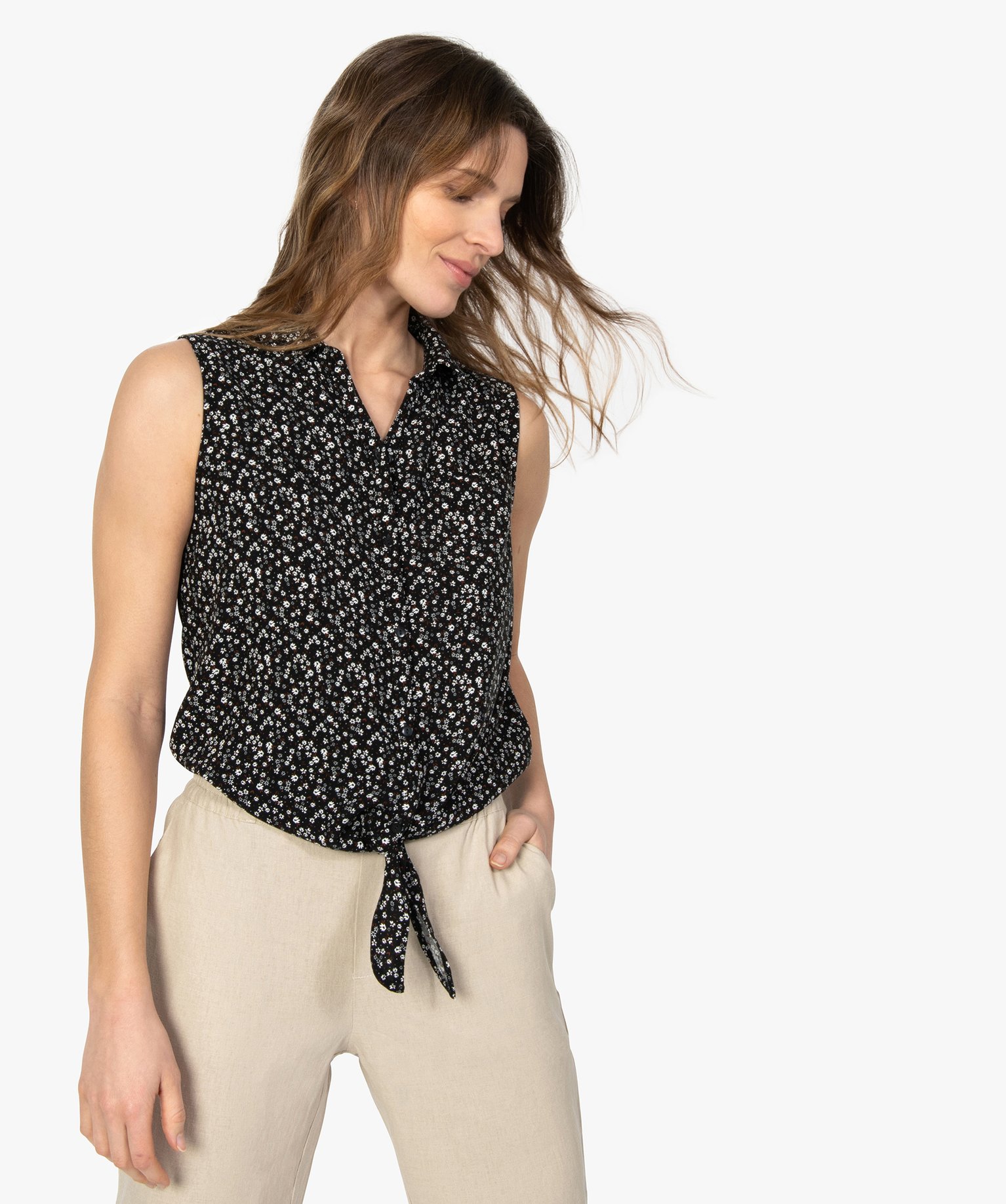 Chemise femme imprimée sans manches imprime | GEMO