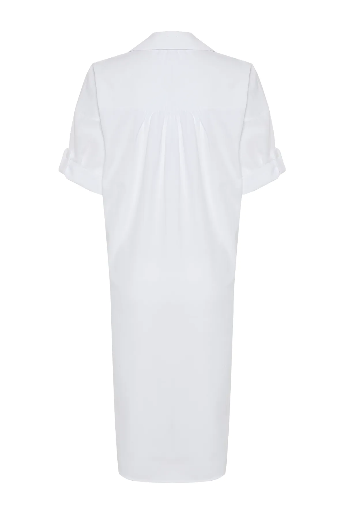 Trendyol Collection  Weißes Midi-Strandkleid mit gewebtem Schlitz TBESS21EL3847