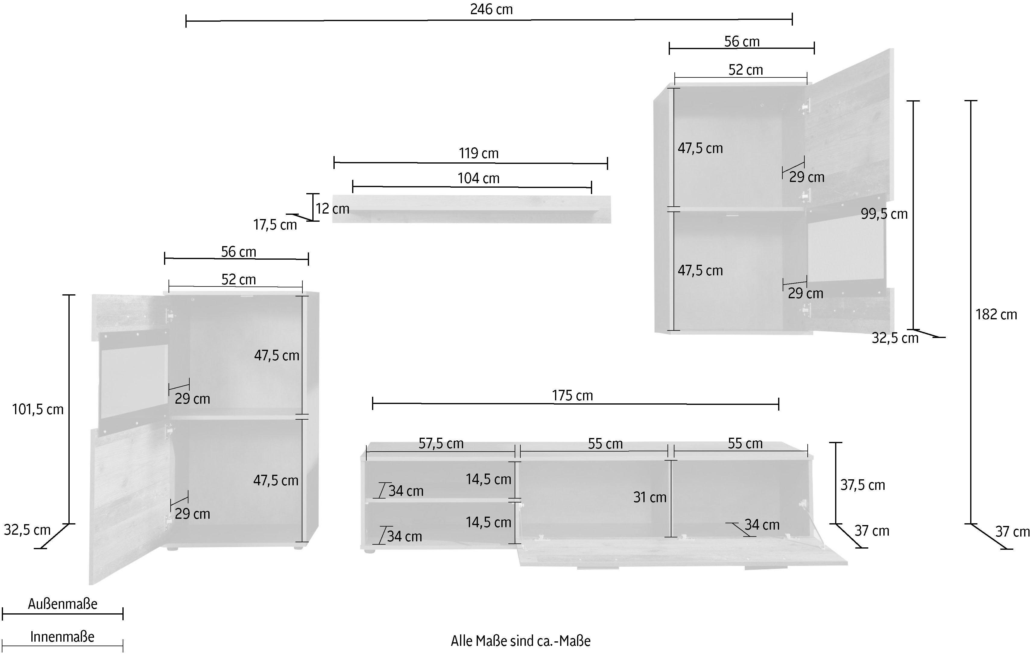 Home affaire Wohnwand Mansfield, (4-St)