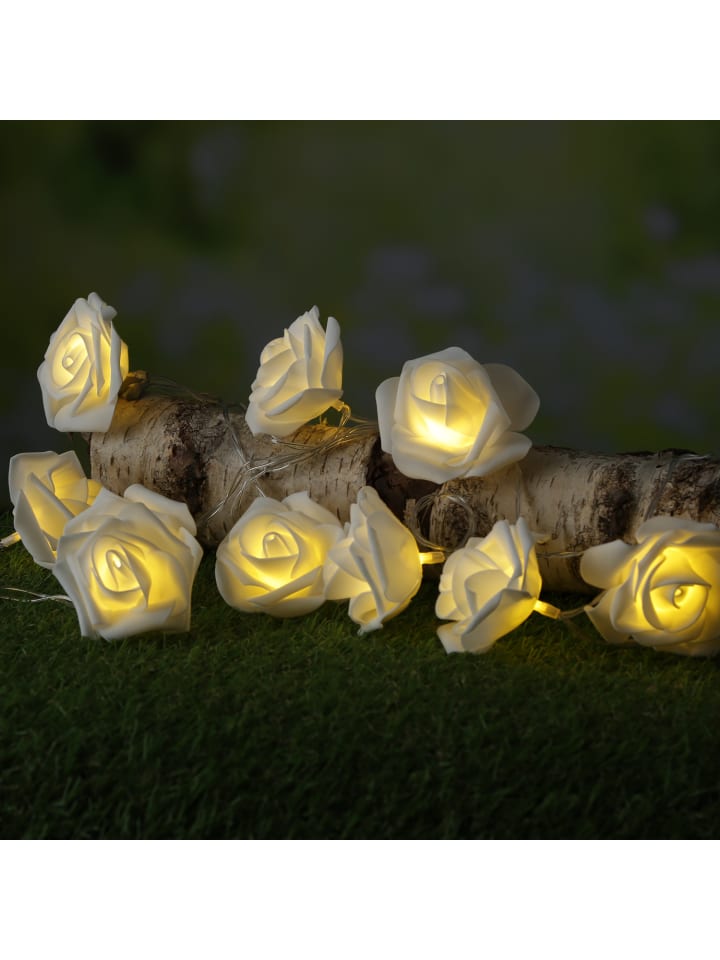 MARELIDA LED Lichterkette Rosen 10 Blumen Batteriebetrieb L: 180cm in weiß günstig kaufen onesize