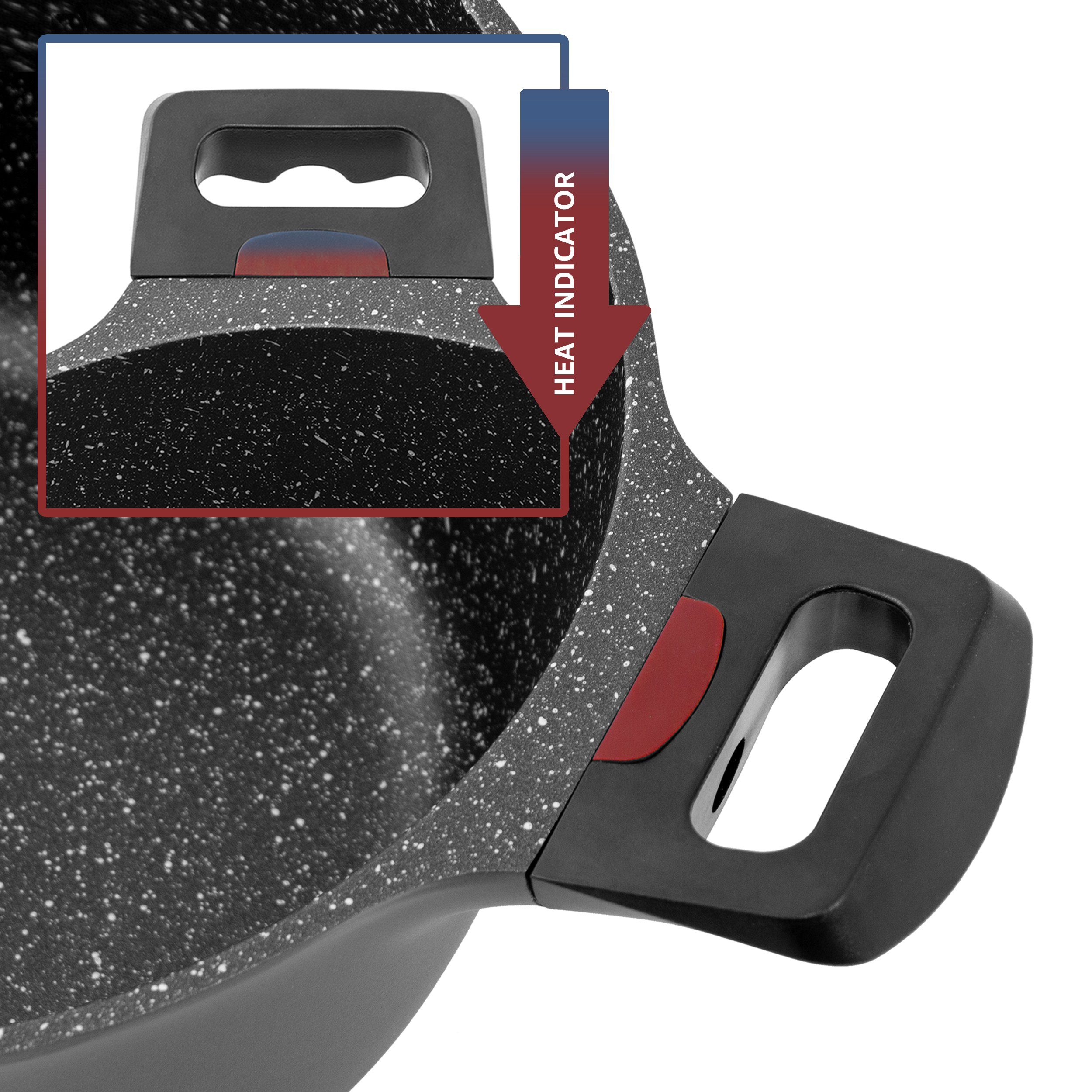 Kopf Topf-Set Thermo Pro, Aluminiumguss (7-tlg), Induktion, Antihaftbeschichtung, 3 Töpfe mit Glasdeckel & 1 Pfanne