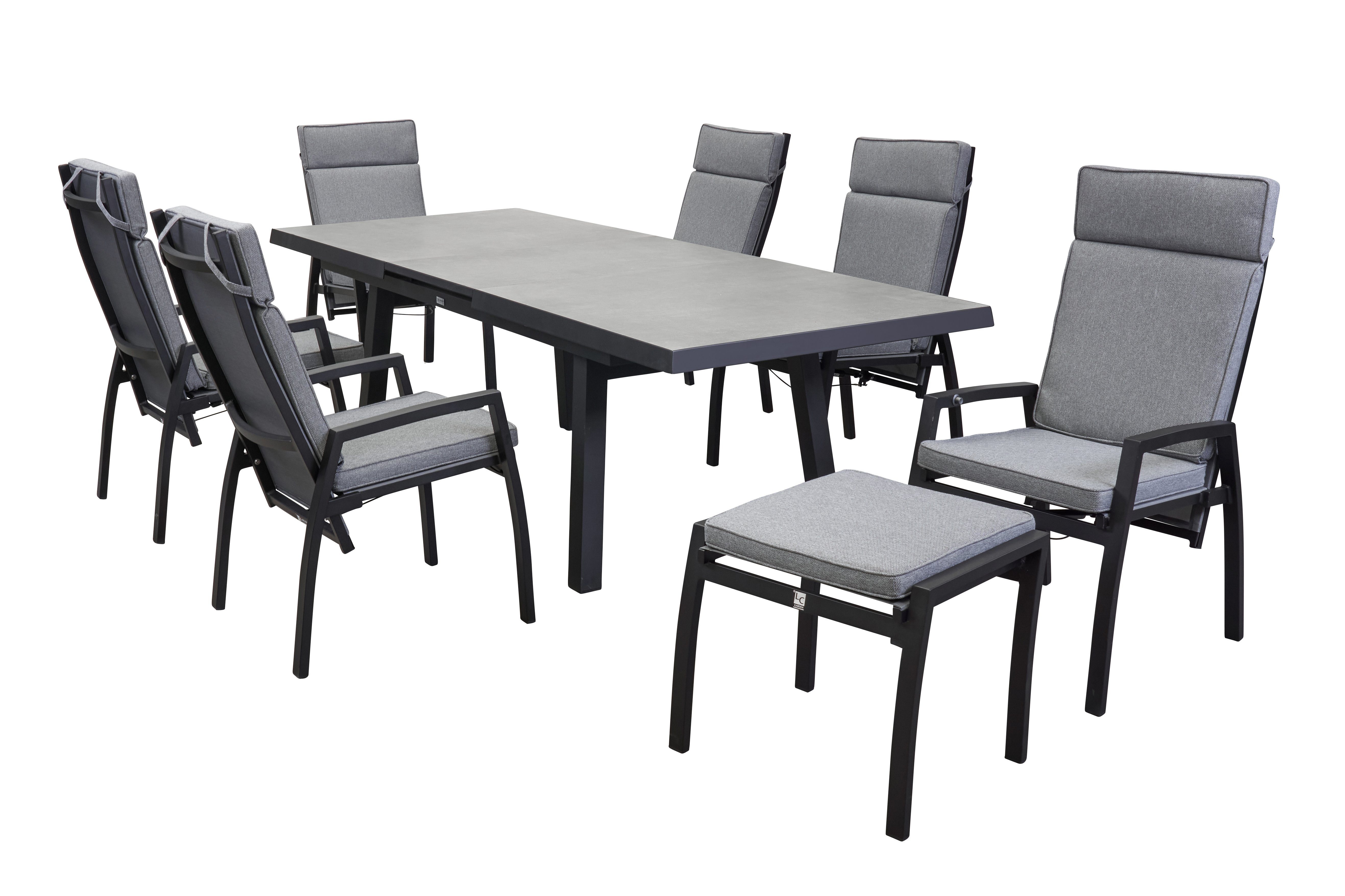LC Garden Gartenlounge-Hocker LC Garden Sondrino Hocker Aluminium/Textilene (1)