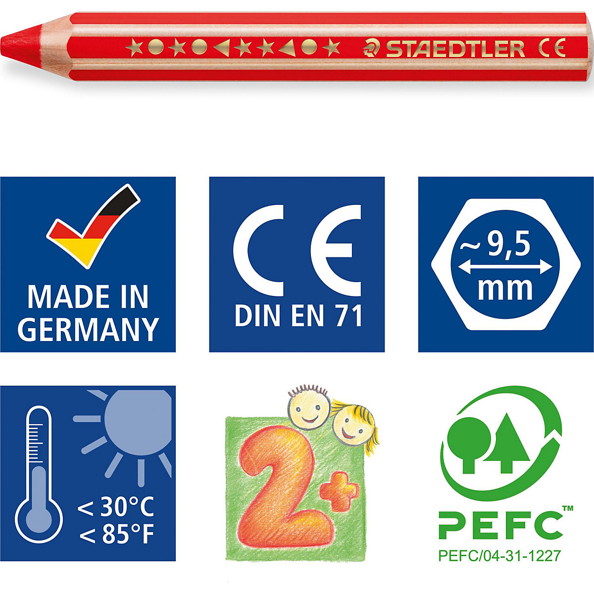 Buntstifte Noris® junior 3 in 1, 18 Farben, inkl. Anspitzer