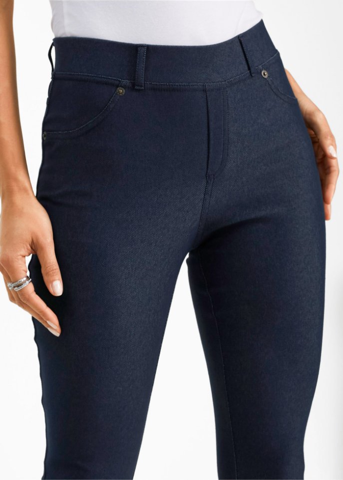 Thermojeggings mit Blütendruck und Glitzersteinen