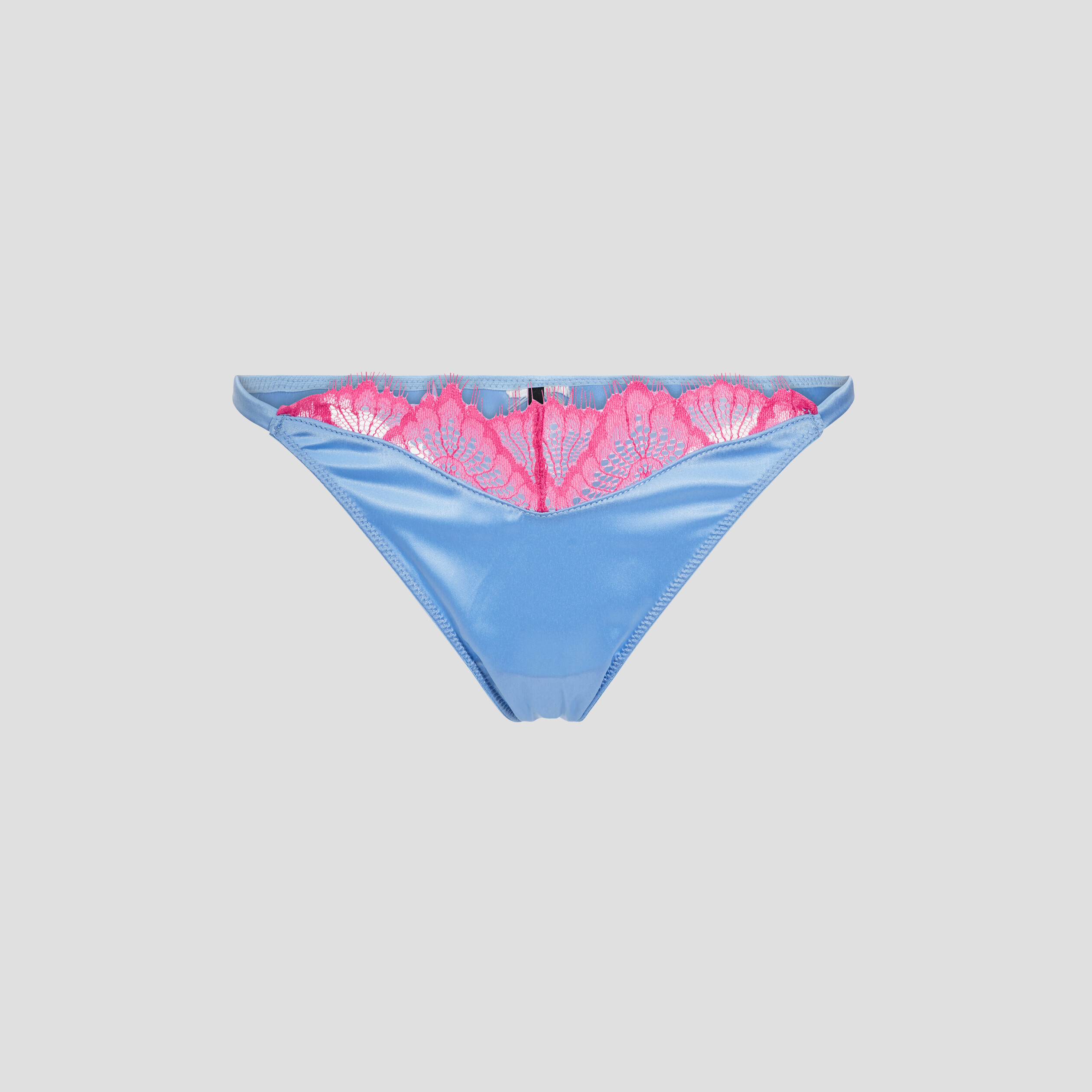 Tanga satin avec dentelle bleu lavande femme | La Halle