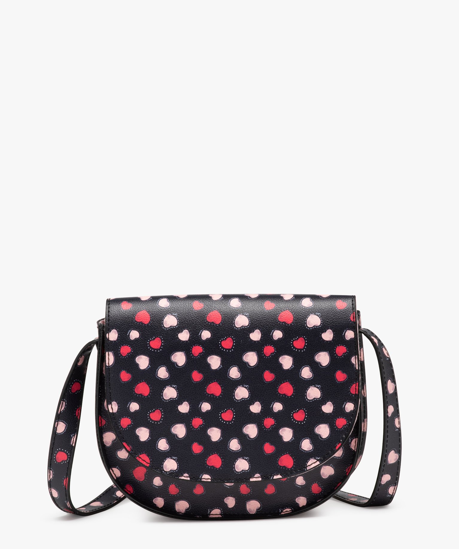 Sac besace avec bandoulière à motifs coeurs fille bleu | GEMO