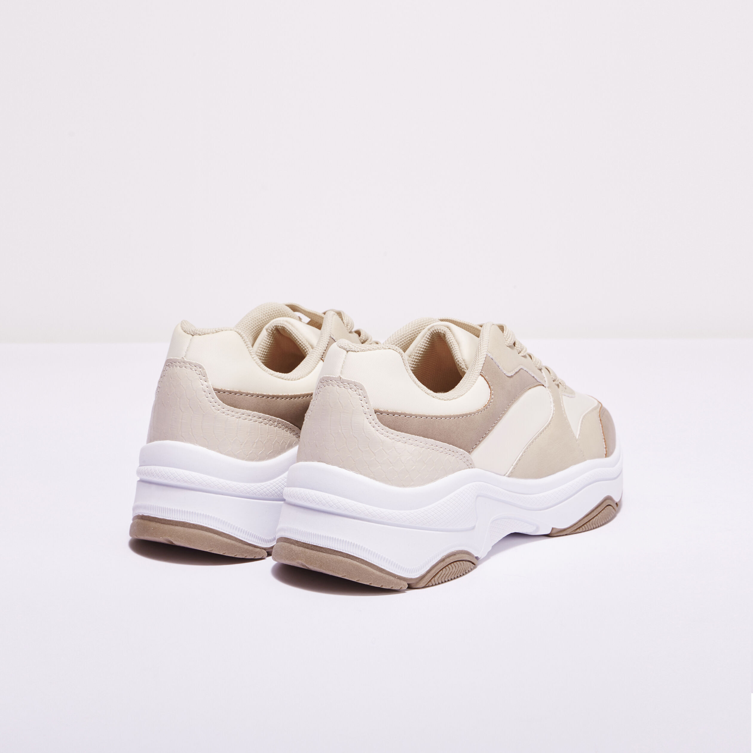 Baskets dad shoes à lacets sable femme | Cache Cache