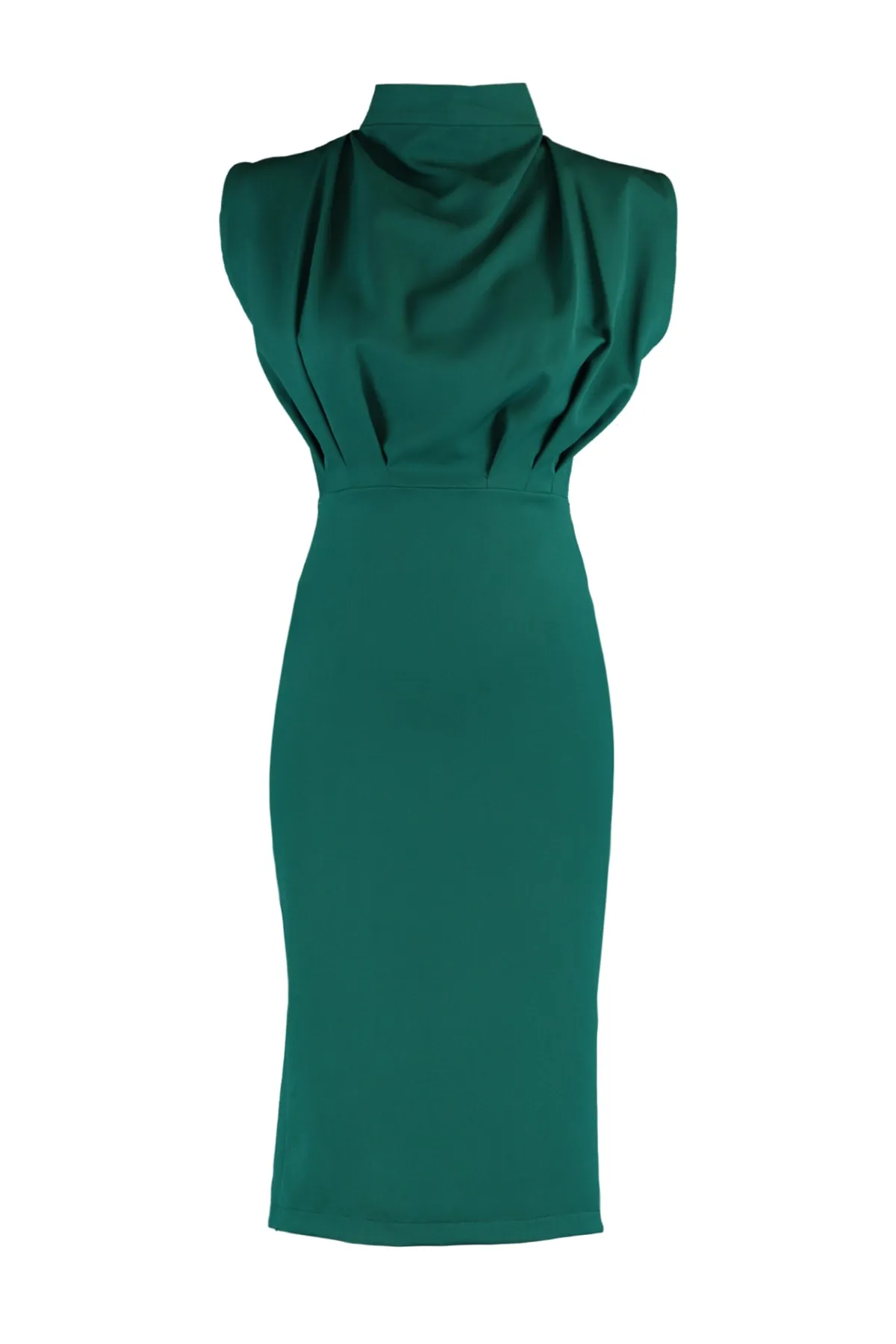 Trendyol Collection  Grünes, figurbetontes, gewebtes Kleid mit Stehkragen TWOAW20EL0311