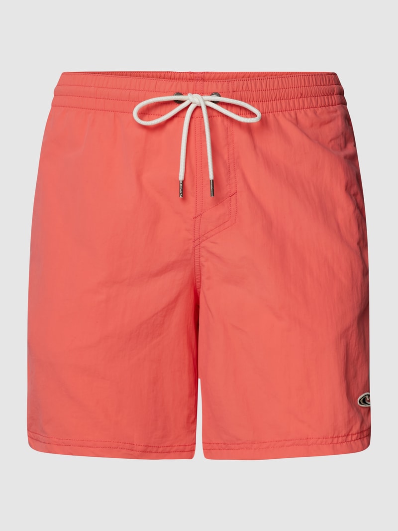 Badehose mit Label-Stitching in koralle