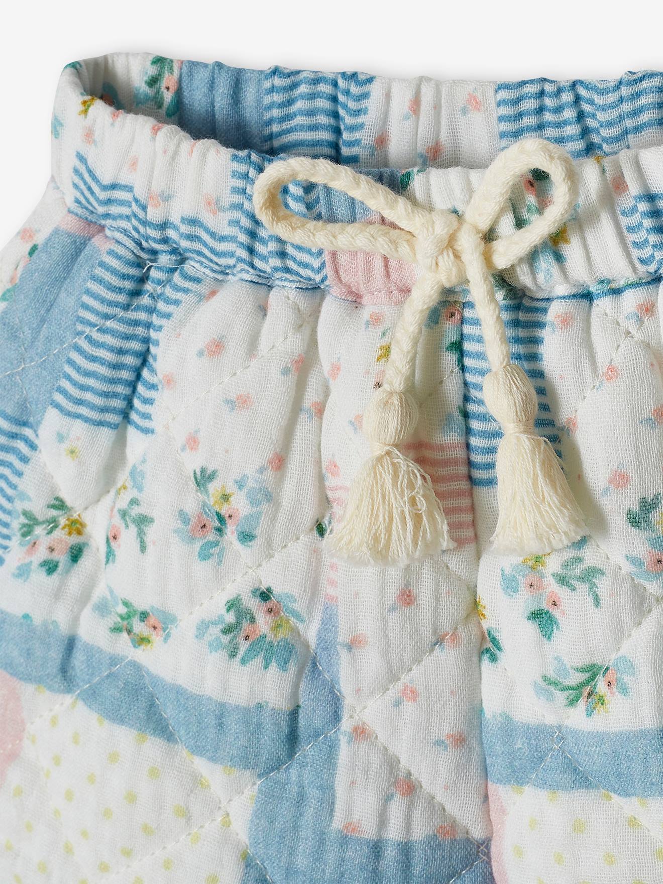 Short matelassé bébé effet patchwork blanc